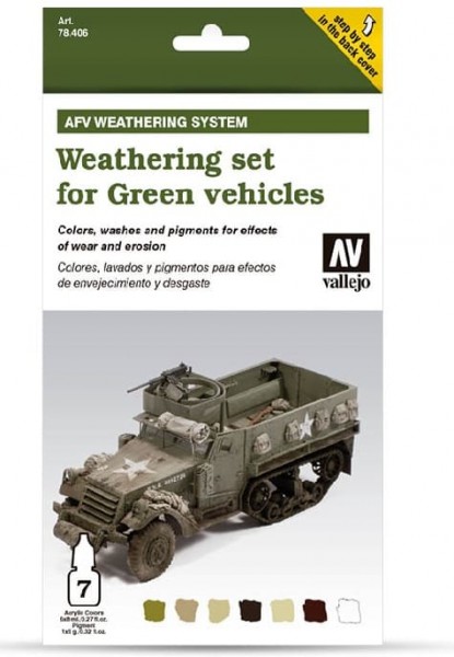 Vallejo Model Color: Model Air Set AFV Weathering for Green Vehicles Set