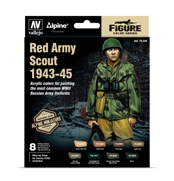 Vallejo Model Color Set: Alpine Red Army Scout 1943-45 by Jaume Ortiz (8 Farben)